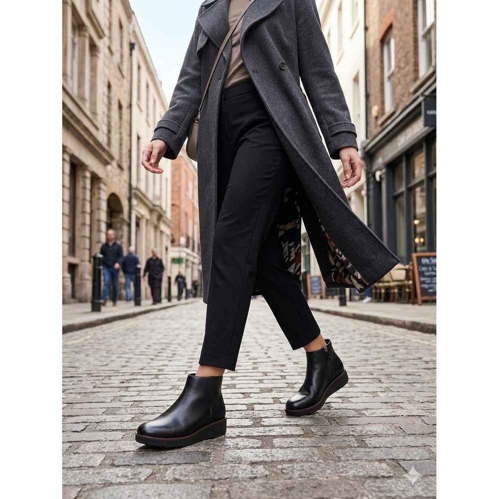 fitflop Ziggy Zip Black Leather Bootie SIze 8.5 New‎ in Box